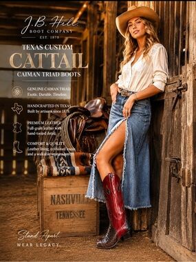 J.B. Hill Texas Custom Cattail Caiman Triad Boots Women 7–7.5 Exotic MSRP $3295